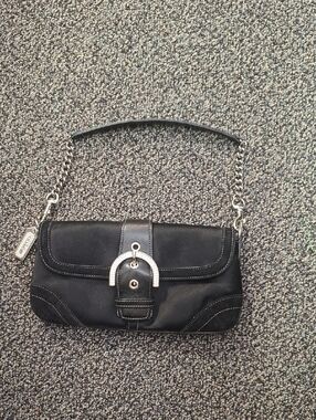 Vintage Coach Mini Soho Hampton Evening Shoulder Bag Black Satin